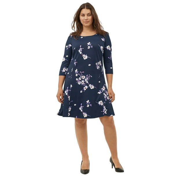 101 Idees 3/4 Sleeve Printed Dress Winter Collection Women White 101 Idees 3/4 Sleeve Printed Dress Winter Collection Women White